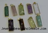 NGP6212 14*30mm - 15*38mm faceted rectangle mixed gemstone pendants