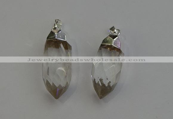 NGP6218 12*28mm - 15*30mm faceted bullet white crystal pendants