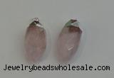 NGP6219 12*28mm - 15*30mm faceted bullet rose quartz pendants