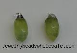 NGP6223 12*28mm - 15*30mm faceted bullet green rutilated quartz pendants