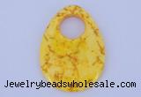 NGP623 5pcs 45*62mm flat teardrop yellow agate gemstone pendants