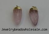 NGP6236 12*28mm - 15*30mm faceted bullet rose quartz pendants