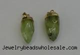 NGP6239 12*28mm - 15*30mm faceted bullet green rutilated quartz pendants