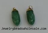 NGP6241 12*28mm - 15*30mm faceted bullet green aventurine pendants