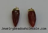 NGP6242 12*28mm - 15*30mm faceted bullet red rabbit hair pendants