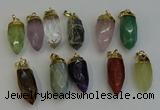 NGP6250 12*28mm - 15*30mm faceted bullet mixed gemstone pendants