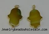 NGP6255 22*40mm - 25*45mm hamsahand agate gemstone pendants