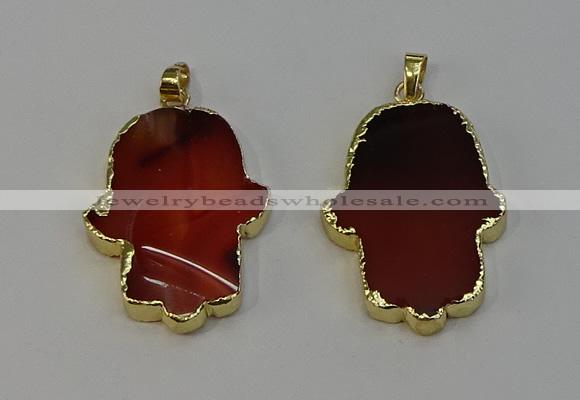 NGP6257 22*40mm - 25*45mm hamsahand agate gemstone pendants