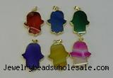 NGP6263 22*40mm - 25*45mm hamsahand agate gemstone pendants