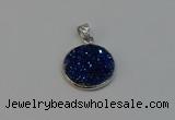 NGP6265 20mm flat round plated druzy agate pendants wholesale