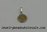 NGP6278 14mm flat round druzy agate gemstone pendants wholesale