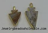 NGP6280 22*35mm - 24*45mm arrowhead druzy agate pendants