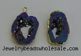 NGP6312 25*35mm - 30*45mm freeform plated druzy agate pendants