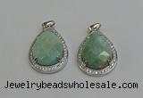 NGP6338 25*30mm teardrop amazonite gemstone pendants wholesale