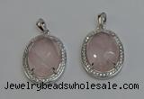 NGP6351 25*30mm oval rose quartz gemstone pendants wholesale