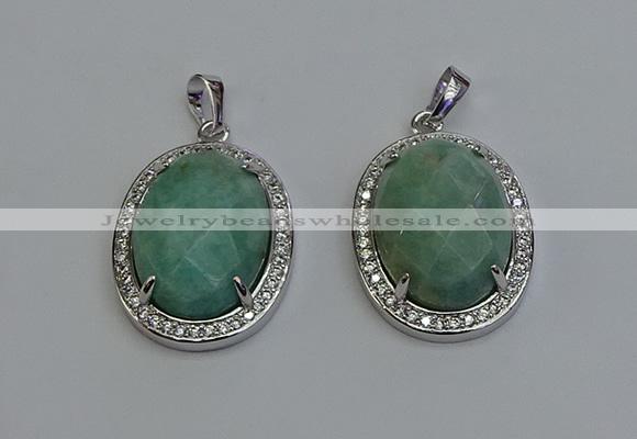 NGP6358 25*30mm oval amazonite gemstone pendants wholesale