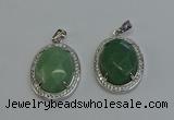 NGP6359 25*30mm oval green aventurine pendants wholesale