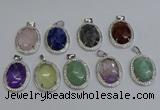 NGP6368 25*30mm oval mixed gemstone pendants wholesale