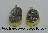 NGP6373 25*35mm - 26*40mm freeform plated druzy agate pendants