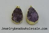 NGP6406 22*30mm - 25*35mm teardrop druzy amethyst pendants