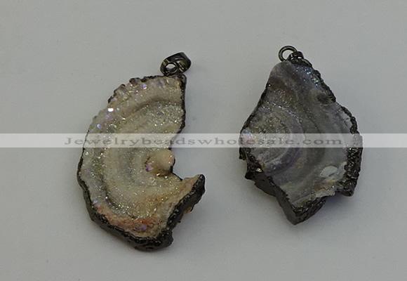 NGP6414 30*35mm - 35*40mm freeform plated druzy agate pendants