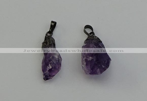 NGP6420 12*28mm - 15*30mm nuggets amethyst gemstone pendants