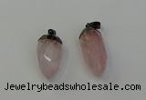 NGP6431 12*24mm - 15*30mm faceted bullet rose quartz pendants