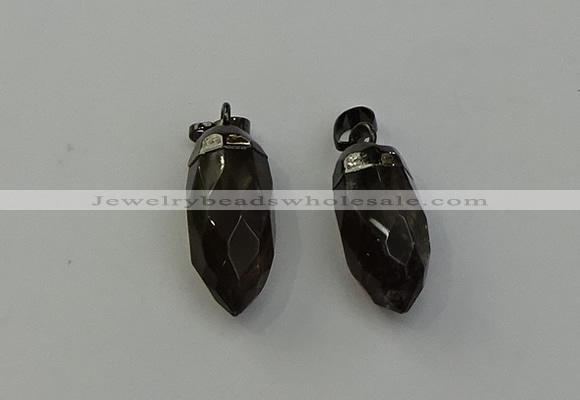 NGP6435 12*24mm - 15*30mm faceted bullet smoky quartz pendants