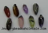 NGP6448 12*24mm - 15*30mm faceted bullet mixed gemstone pendants