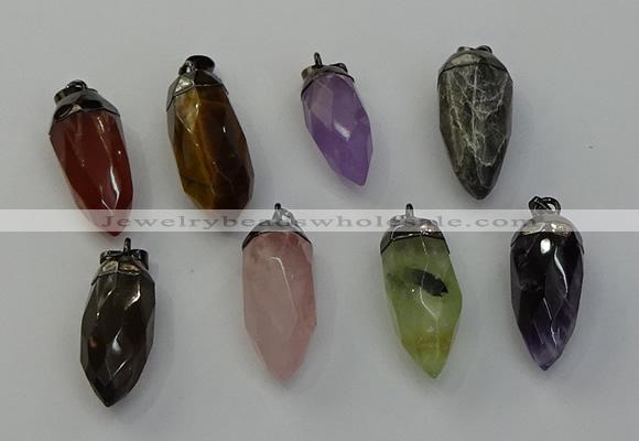 NGP6448 12*24mm - 15*30mm faceted bullet mixed gemstone pendants