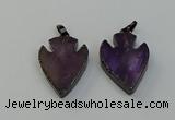 NGP6455 22*28mm - 25*35mm arrowhead amethyst gemstone pendants