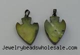 NGP6456 22*28mm - 25*35mm arrowhead green rutilated quartz pendants