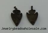 NGP6458 22*28mm - 25*35mm arrowhead smoky quartz pendants