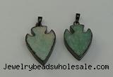 NGP6460 22*28mm - 25*35mm arrowhead amazonite gemstone pendants