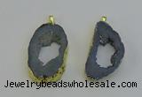 NGP6504 30*40mm - 35*45mm freeform plated druzy agate pendants