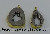 NGP6506 30*40mm - 35*45mm freeform plated druzy agate pendants