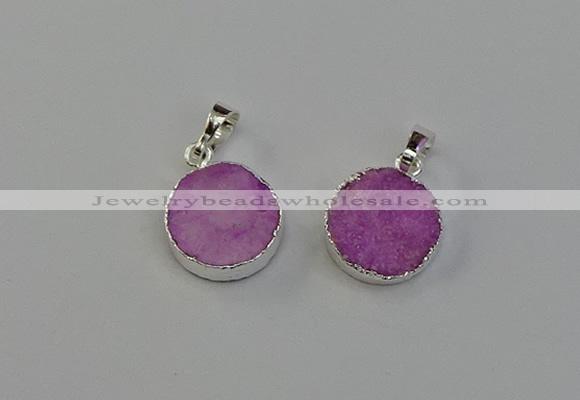 NGP6511 15mm - 16mm coin druzy agate pendants wholesale