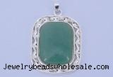 NGP652 5pcs 38*40mm rectangle brass with green aventurine pendants