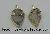 NGP6552 25*35mm - 26*40mm arrowhead druzy agate pendants