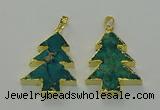 NGP6578 30*40mm - 32*40mm Christmas tree sea sediment jasper pendants