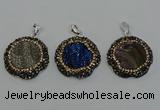 NGP6598 28mm - 30mm flower plated druzy agate gemstone pendants