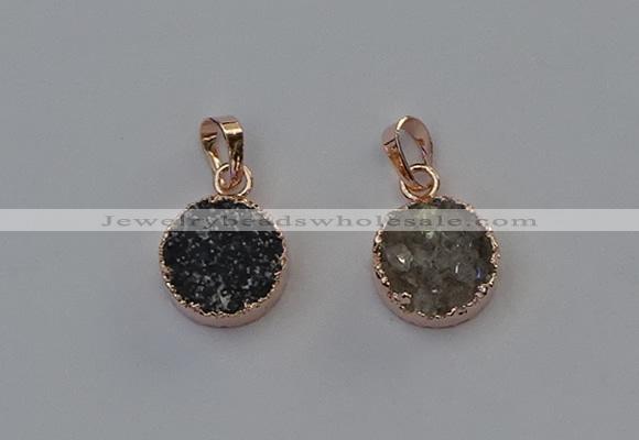 NGP6600 15mm - 16mm coin druzy agate gemstone pendants