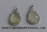 NGP6611 22*30mm faceted teardrop lemon quartz gemstone pendants