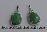 NGP6616 22*30mm faceted teardrop green aventurine gemstone pendants