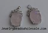 NGP6629 18*25mm faceted oval rose quartz gemstone pendants