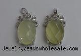 NGP6633 18*25mm faceted oval lemon quartz gemstone pendants