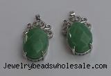 NGP6638 18*25mm faceted oval green aventurine gemstone pendants