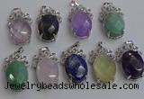 NGP6645 18*25mm faceted oval mixed gemstone pendants wholesale