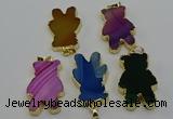 NGP6666 22*38mm Animal or V-shaped agate gemstone pendants