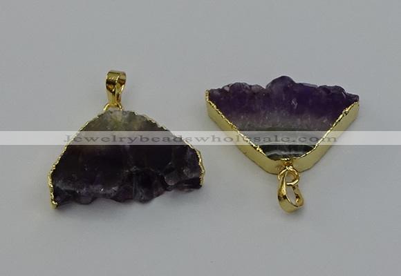 NGP6678 22*30mm - 25*35mm freeform druzy amethyst pendants